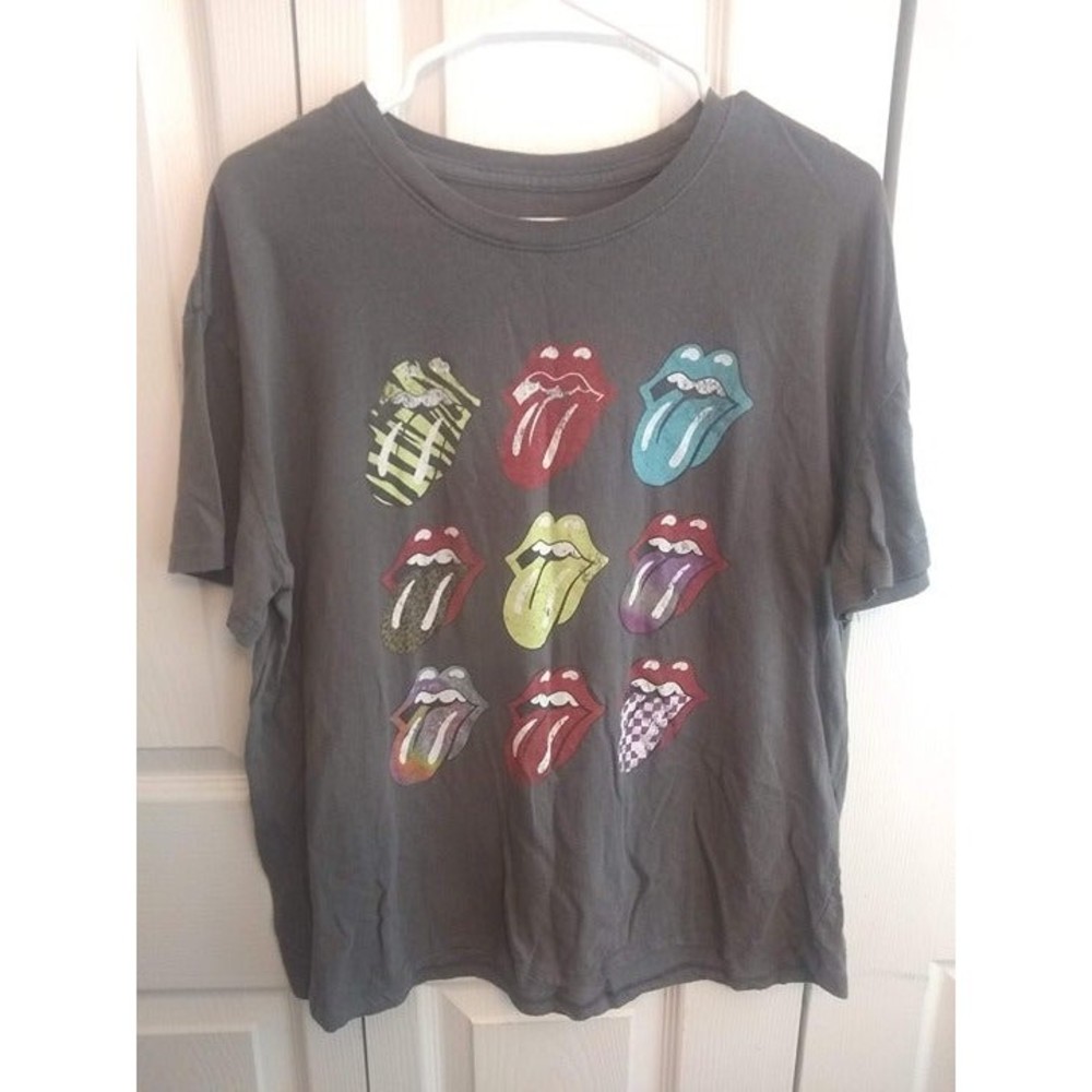 Rolling Stones XL Gray Short Sleeve Graphic Tee Tongues T Shirt